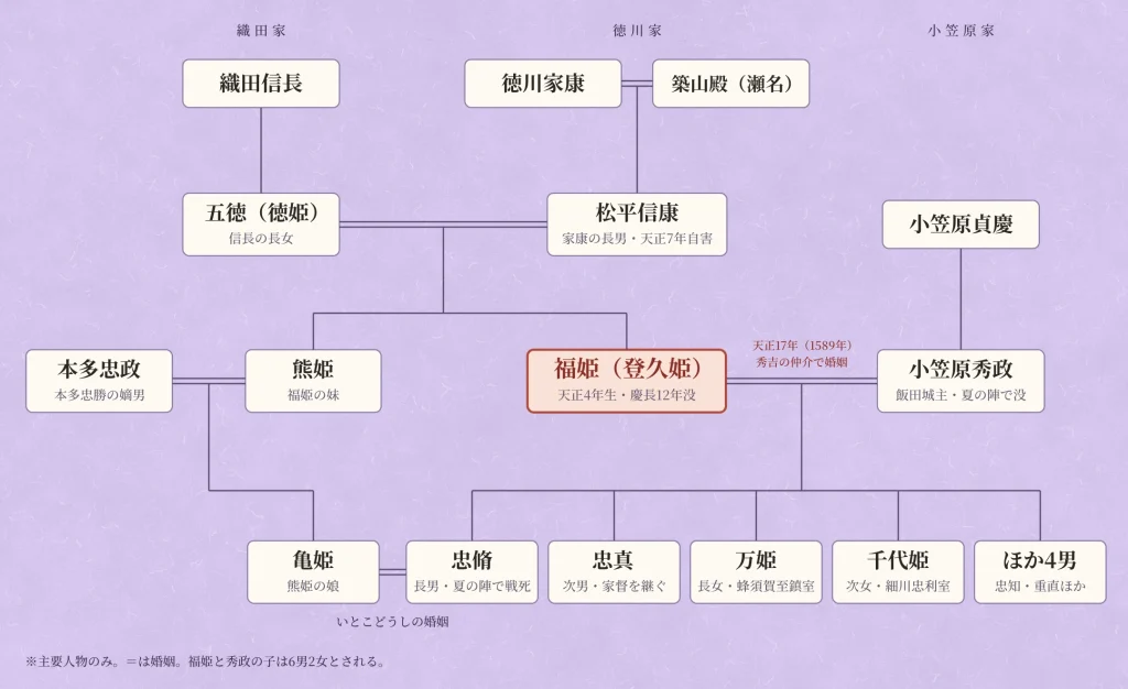 福姫(登久姫)はが織田信長と徳川家康を祖父に持つことがわかる系図